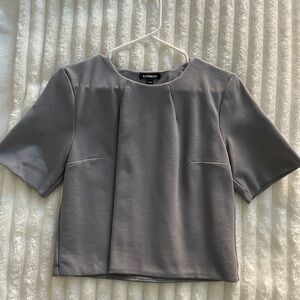 Express Gray Crop Boxy Blouse